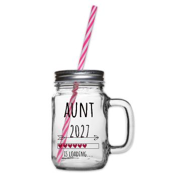 Pregnancy Announcement – Tante 2027 Geschenk - Henkelglas mit Schraubdeckel - Klar - Rechts