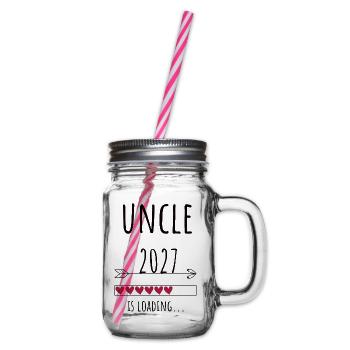 Pregnancy Announcement – Onkel 2027 Geschenk - Henkelglas mit Schraubdeckel - Klar - Rechts