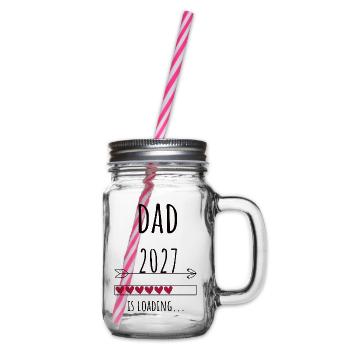Pregnancy Announcement – Papa 2027 Geschenk - Henkelglas mit Schraubdeckel - Klar - Rechts