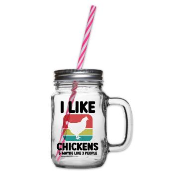Huhn Spruch Sarkasmus Retro - Henkelglas mit Schraubdeckel - Klar - Rechts