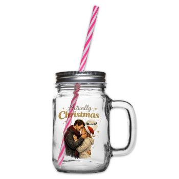 Romantische Weihnachtsumarmungen - Henkelglas mit Schraubdeckel - Klar - Rechts
