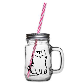 Lustige Katze Minimalistisches Katzen Geschenk  - Henkelglas mit Schraubdeckel - Klar - Rechts