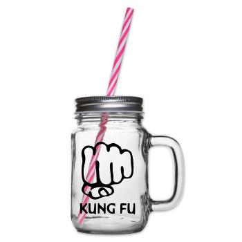 kung fu - Glass jar with handle and screw cap - clear - Right