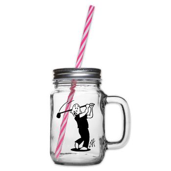 One Color Golf Design - Glass jar with handle and screw cap - clear - Right