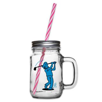 Swing into Laughter: Golf Design - Glass jar with handle and screw cap - clear - Right