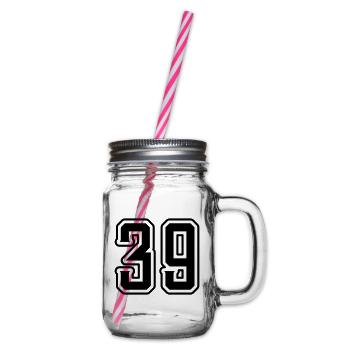 39 number symbol - Glass jar with handle and screw cap - clear - Right