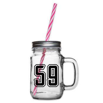 59 Zahl Symbol - Henkelglas mit Schraubdeckel - Klar - Rechts