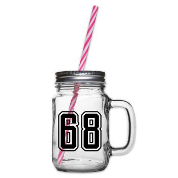 68 number symbol - Glass jar with handle and screw cap - clear - Right