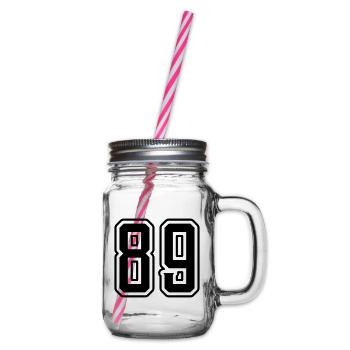 89 Number Symbol - Glass jar with handle and screw cap - clear - Right