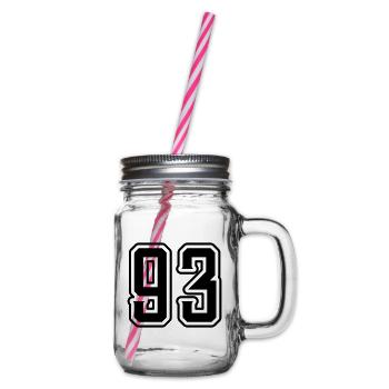 93 Number Symbol - Glass jar with handle and screw cap - clear - Right