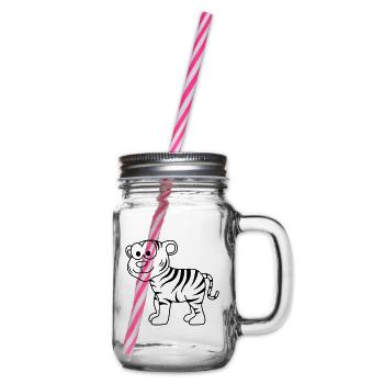 Tiger Comic Animal - Glass jar with handle and screw cap - clear - Right