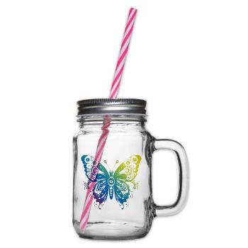 Schmetterling Mandala Boho - Henkelglas mit Schraubdeckel - Klar - Rechts