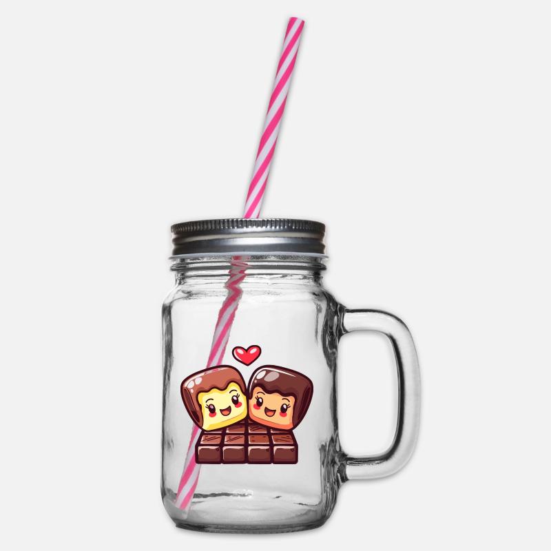 Couple de chocolat amour coeur Saint-Valentin - Bocal à boisson - transparent