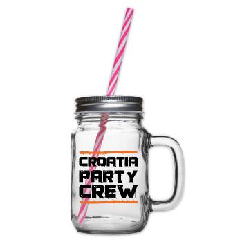 Croatia Party Crew - Glass jar with handle and screw cap - clear - Right
