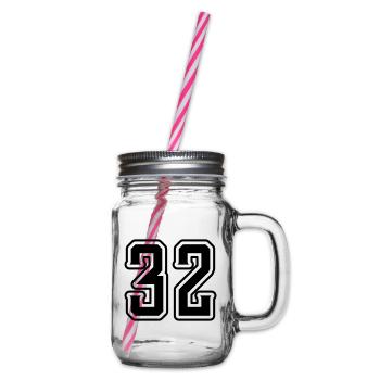 32 number symbol - Glass jar with handle and screw cap - clear - Right