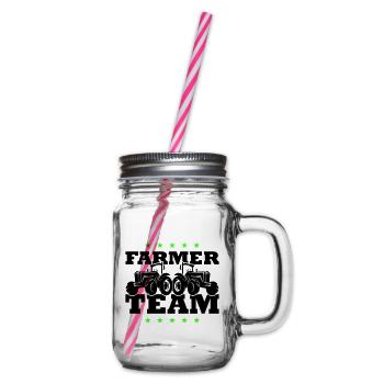 Tractor Farmer Farmer Team - Glass jar with handle and screw cap - clear - Right