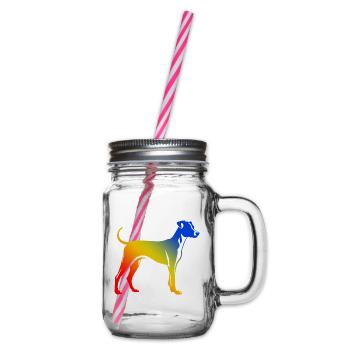 Whippet Hund Bunt - Henkelglas mit Schraubdeckel - Klar - Rechts