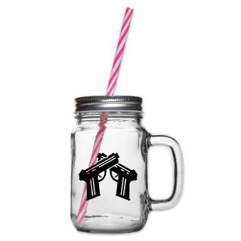 Pistol Symbol - Glass jar with handle and screw cap - clear - Right