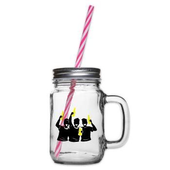 Bachelor Groom Team Bachelors - Glass jar with handle and screw cap - clear - Right