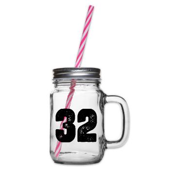 32 number jersey - Glass jar with handle and screw cap - clear - Right