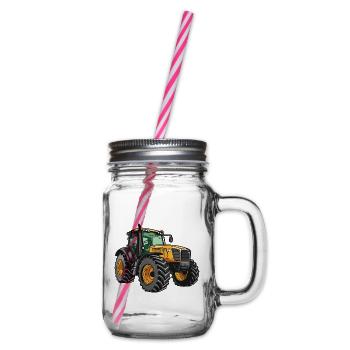 Tractor Symbol - Glass jar with handle and screw cap - clear - Right