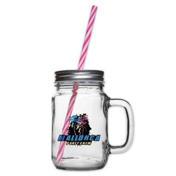 Mallorca Party Crew Holiday Saying - Glass jar with handle and screw cap - clear - Right