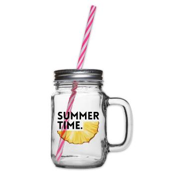 Sommerzeit - Ananas - Henkelglas mit Schraubdeckel - Klar - Rechts