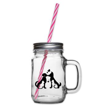 Chiens Chats Amour - Coeur pour les animaux - Idée cadeau - Bocal à boisson - transparent - Droite