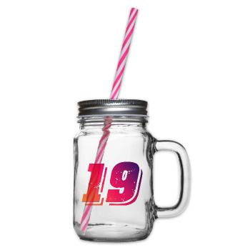 19 Number Symbol - Glass jar with handle and screw cap - clear - Right
