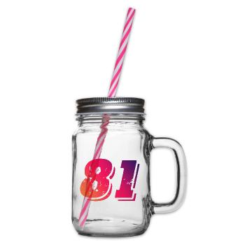 81 number symbol - Glass jar with handle and screw cap - clear - Right