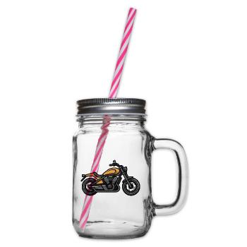 Motorcycle Biker - Glass jar with handle and screw cap - clear - Right