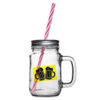 Bier Symbol Saufen - Henkelglas mit Schraubdeckel - Klar - Rechts