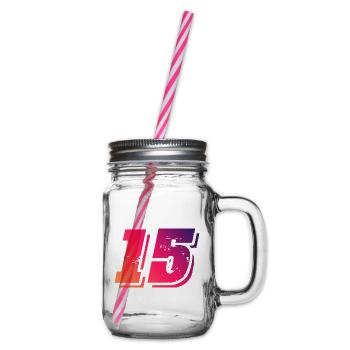 15 Zahl Symbol - Henkelglas mit Schraubdeckel - Klar - Rechts