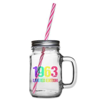 1963 Limited Edition Vintage 63 retro vintage - Glass jar with handle and screw cap - clear - Right