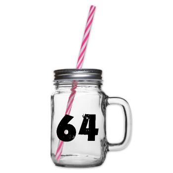 64 Zahl - Henkelglas mit Schraubdeckel - Klar - Rechts