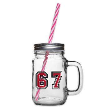 67 Number Symbol - Glass jar with handle and screw cap - clear - Right