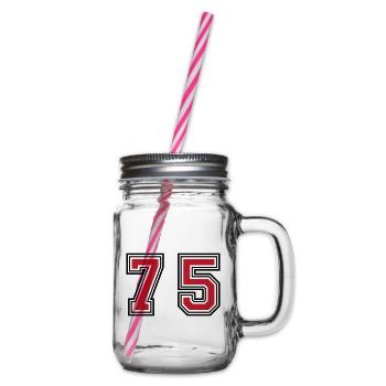 75 Zahl Symbol - Henkelglas mit Schraubdeckel - Klar - Rechts