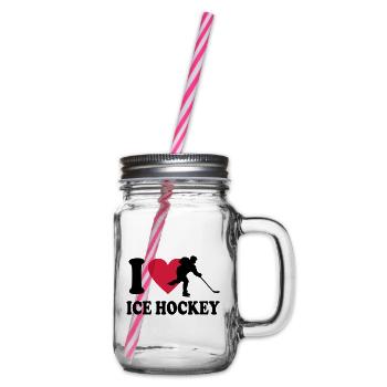 Eishockey - Henkelglas mit Schraubdeckel - Klar - Rechts