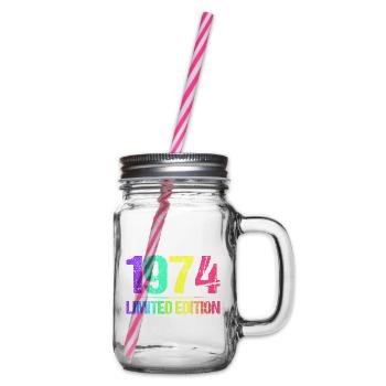 1974 Limited Edition Vintage 74 retro vintage - Glass jar with handle and screw cap - clear - Right