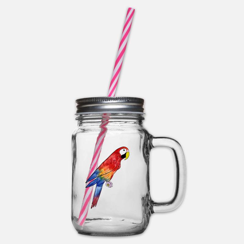 Ara Papagei - Parrot Macaw - Henkelglas mit Schraubdeckel - Klar