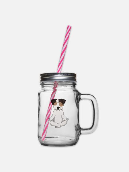Parson Russell Terrier meditiert - Henkelglas mit Schraubdeckel - Klar