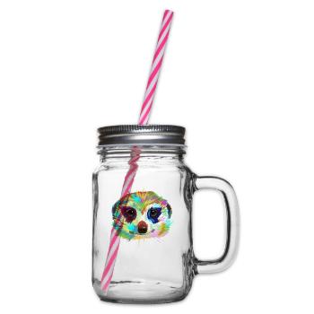 Meerkat Portrait - Glass jar with handle and screw cap - clear - Right