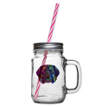 Splash Leonberger Dog - Glass jar with handle and screw cap - clear - Right