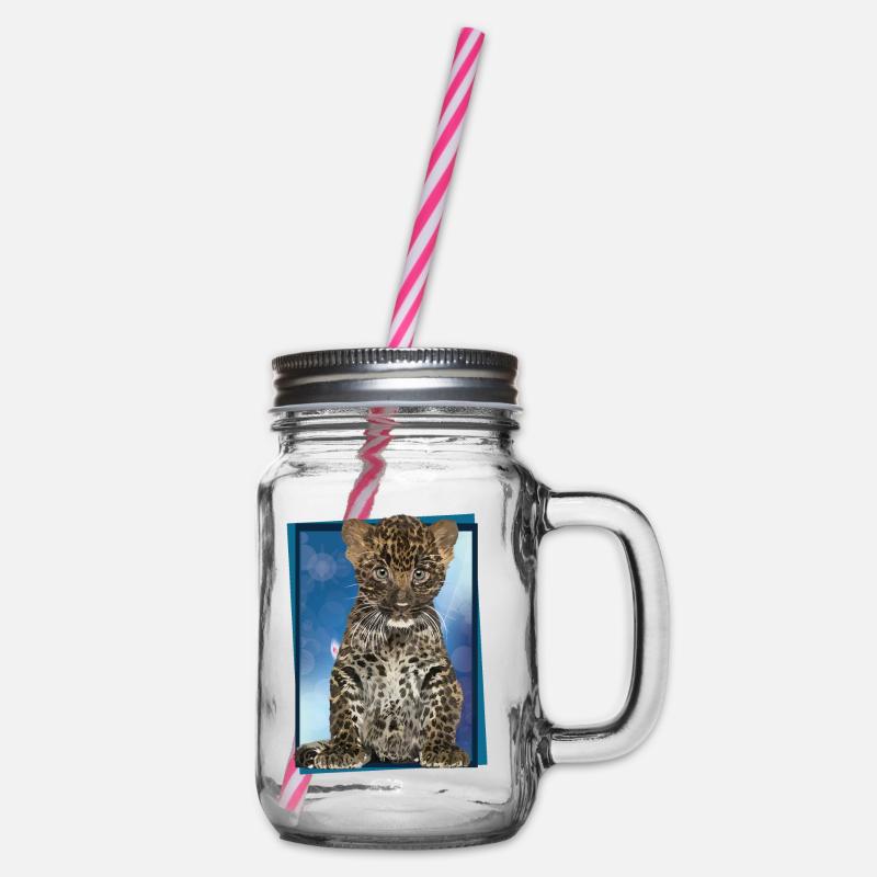 Leopard - Henkelglas mit Schraubdeckel - Klar
