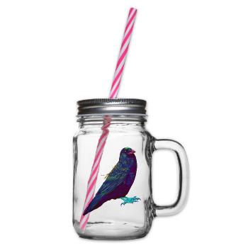 Splash Crow Bird Raven - Glass jar with handle and screw cap - clear - Right