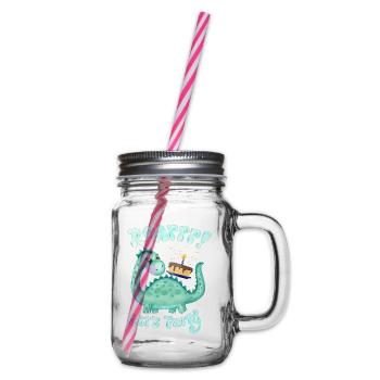 Dinosaurs: Party! Happy Birthday - Glass jar with handle and screw cap - clear - Right
