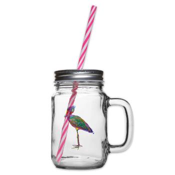 Colorful Splash Bird Shoebill - Glass jar with handle and screw cap - clear - Right