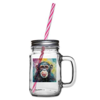 Modern & Colourful Chimpanzee Wall Art by Bodhi - Glass jar with handle and screw cap - clear - Right