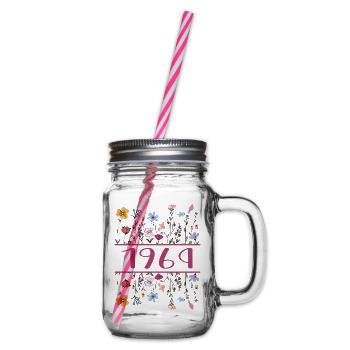1964 Legendary Since 1964 Birthday 1964 Women - Glass jar with handle and screw cap - clear - Right