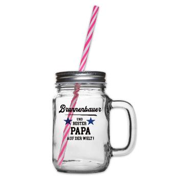 Bester Papa Brunnenbauer Brunnenbau Meister - Henkelglas mit Schraubdeckel - Klar - Rechts